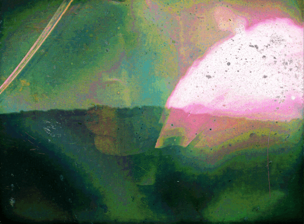 Abstract image of sun path in green and pink